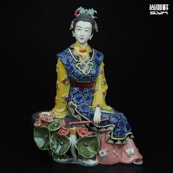 Boneka Shiwan master karakter kuno halus mimpi merah Maja dua belas kecantikan Miaoyu ornamen keramik kerajinan