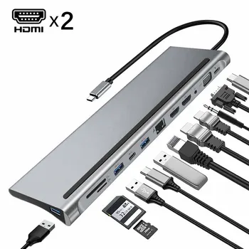 12 1 USB-C-Hub-USB-3.1 C-Tüüpi HDMI-ühilduva 4K RJ45, VGA Multi USB-Jaoturi Docking Station Microsoft Surface Raamat 2