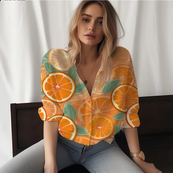 Uus Daamid Särk Puu-Orange 3D-Printimine Daamid Särgid, Vabaaja Stiil Naiste Särgid Fashion Trend Naiste Särk