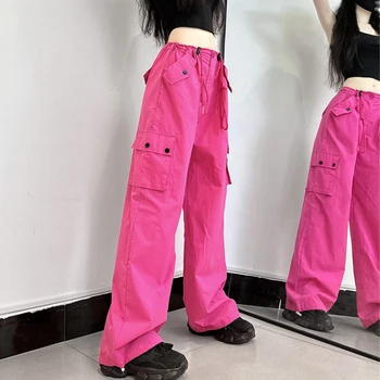 DAYIFUN Cargo Püksid Naiste Suvine Õhuke Kõrge Vöökoht Pikad Püksid Lai Jalg Püksid Lady Vabaaja Ameerika Puuvill Spordi Püksid