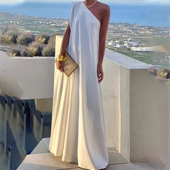 Daamid Elegantne Ühe Õla Tahke Puhkus Pikk Kleit 2023 Vabaaja Suvel Otse Lepinguosalise Kleit Seksikas Asümmeetrilise Naiste Kleit Kleidid