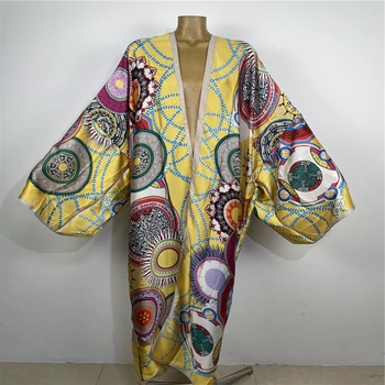 kimono Geomeetriline värv blokeerimine boho prindi beach varustus naiste Jakk koos vööga beach kanda ujumistrikoo õhtul kleit