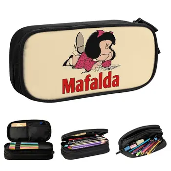 Mafalda Quino Humoriste Cartoon penaali Mood Vintage Huumor Cartoon Pen Kott Üliõpilane Õpilased Kooli Kingitused Pencil Box