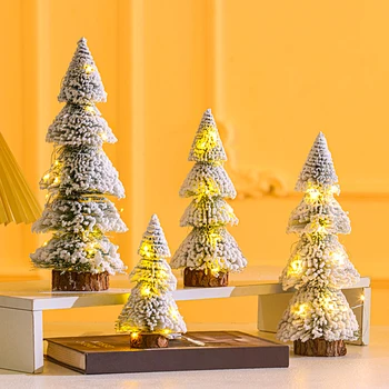 Mini Xmas Kaunistused Kunstlik Flokeerimisega Mini Lumi Mänd jõulupuud Cedar Tree Ornament DIY Uus Aasta Tabletop