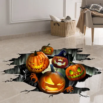 3D Halloween Pumpkin Seina Kleebis Loominguline Kolju Monster elutuba Teenetemärgi Jube Magamistuba Põranda Kleebis Festival Decor