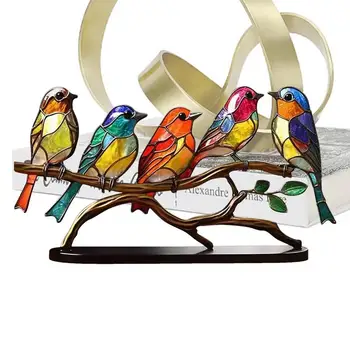 Vitraaži Linde Branch Desktop Koju Kaunistused Vitraaži Lindude Metallist Alus Home Decor Kauakestev Akrüül Linnud