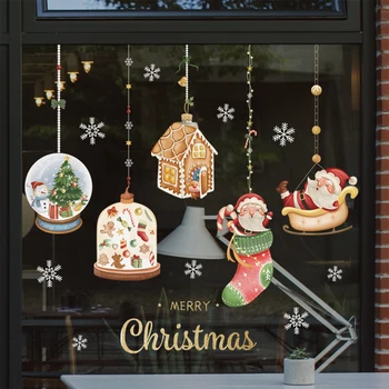 Häid Jõule Akna Kleebised Santa Claus Lumehelves DIY Seina Decal jõulukaunistused Kodu Uue Aasta Kaunistused Kingitus 2024