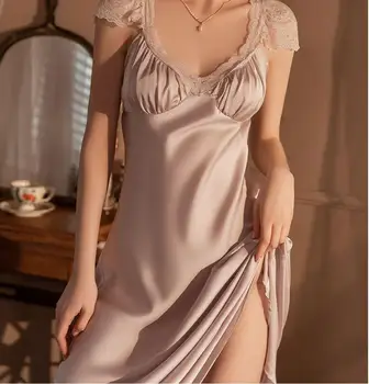 Suvel uus õhuke seksikas flirty homewear saab kanda väljaspool pidžaama ice siid naha-sõbralik päitsed nightgowns