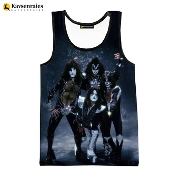 Uusim Kiss Band 3D Trükitud Tank Eesotsas Meeste Suvine Vest Naiste Vabaaja Laulja Kiss Band Varrukateta T-särk, Hip-Hop Liiga Tops