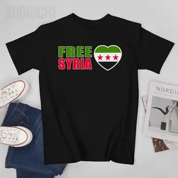 Meeste Vaba Süüria Lipu Süüria Vintage Tshirt Tees O-kaelus T-Särgid Naised, Poisid, 100% Puuvill Lühike T-Särk Unisex Kõik Aastaajad
