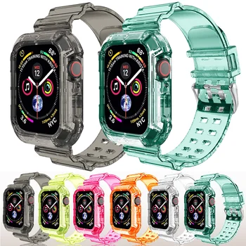 Läbipaistev Pael Apple Watch Band 44mm 40mm iWatch 42mm 38mm Silikoon watchband+juhul Käevõru apple watch seeria 6 se 5 4 3