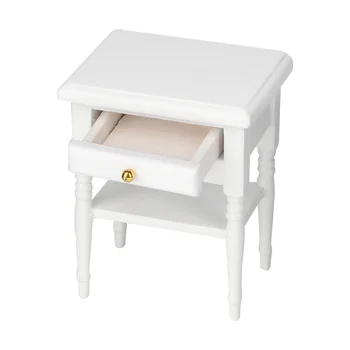 1:12 Valge Mini Magamistuba sisustustarbed Puidust voodi kõrval Laua Mudelit baby Doll Mööbel Mänguasi