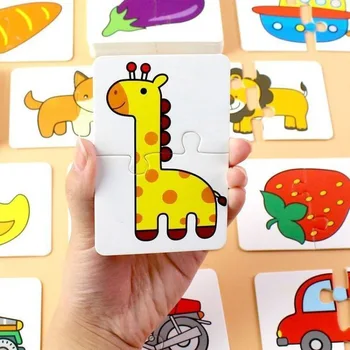 Baby Loomad Graafik Kaardi Sobitamine Mänguasjad Lastele Veoauto Puu-Montessori Puzzle Mängud, Mänguasjad, Lapsed 1 2 3 aastased Poisid Tüdrukud