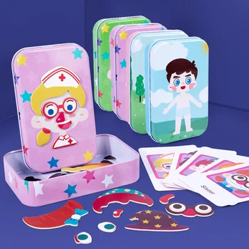Beebi Mänguasjad Kleit Üles Väljend Magnet 3D Puzzle Reisi Mänguasjad Tin Box Pusled Mängu Alguses Haridus Kujutlusvõimet Mänguasi Kingitused Tüdrukud