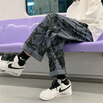 Hip-hop poiste püksid big kašmiir sügis-talv tie-dye printimiseks Hong Kong stiilis Ülepaisutatud sweatpants punk korea vabaaja püksid