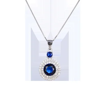 Lefei Ehted S925 Hõbe Mood Trendikas Luksuslik Disain Teemant-set Sinine Tsirkoon Ring Kaelakee Naiste Tüdruk Pulm Võlusid Kingitus