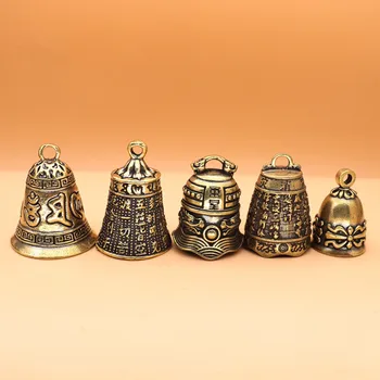 Vintage Messing Tiibeti Budismis Kuus-sõna Mantra Bell Võtmehoidjad kaelapaela kinnitamine Ripatsid Käsitöö Trossi DIY Auto võtmehoidja Rippuvad Rõngad