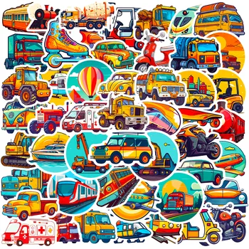 50 Tk Cartoon transpordivahendid, Väikesed Rongid, Bussid, Kiirabiautod, tuletõrjeautod, Helikopterid, Mängud, Laste Mänguasi Kleebis